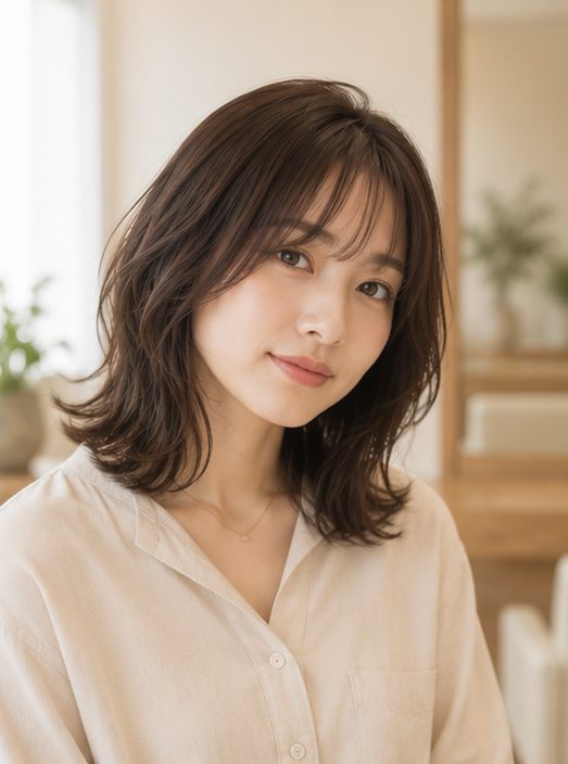 ゆるいパーマ・鎖骨の長さ
